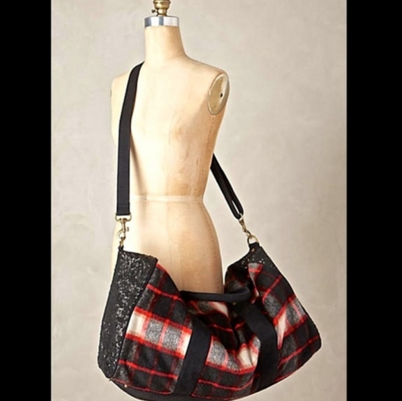 🆕Anthropologie🌷Deux Lux Plaid Weekender Bag - Picture 2 of 15